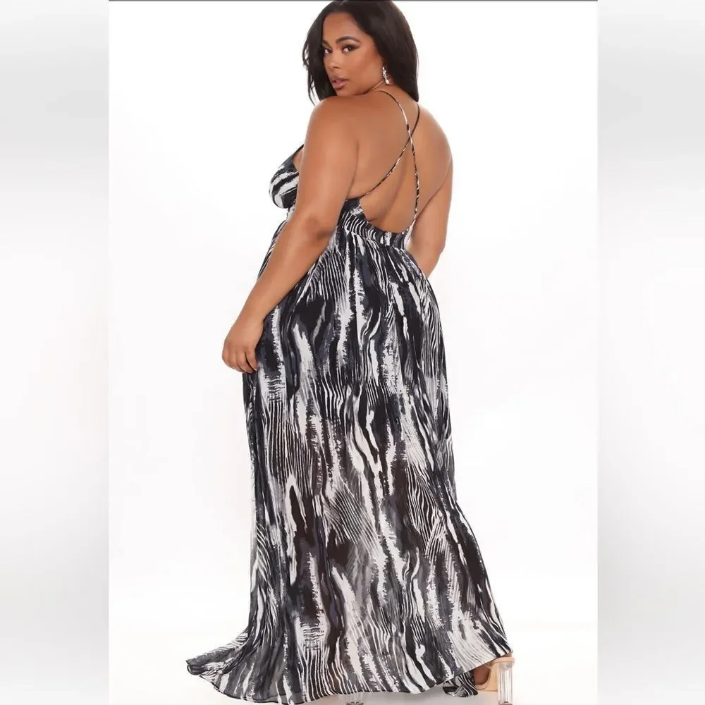 Fashion Nova Mina Maxi Dress - Black/combo, size L - Picture 7 of 14